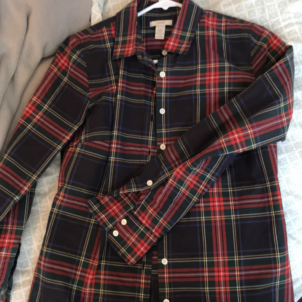 J crew plaid blouse